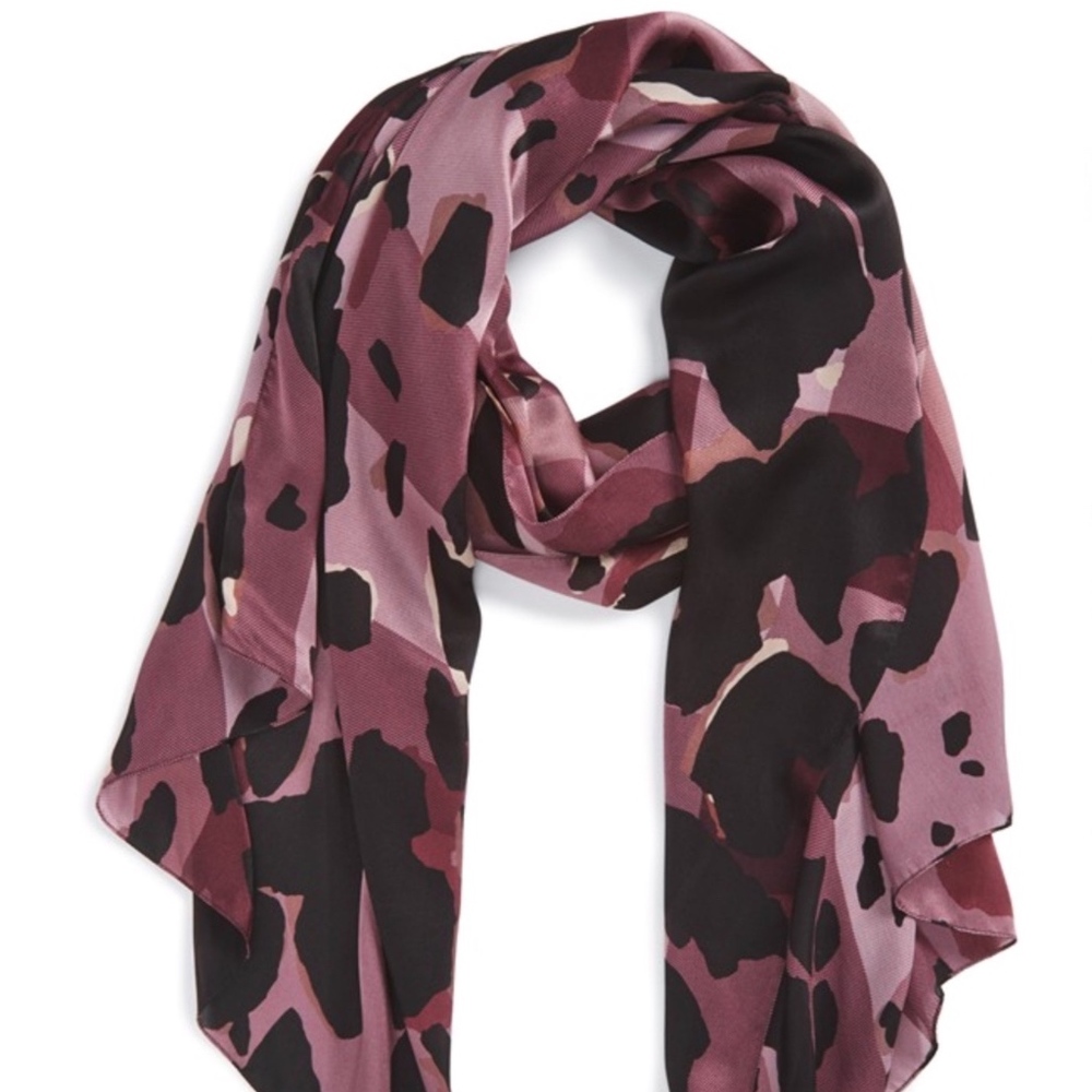 New Burberry Lightweight Check Print Purple Silk Scarf - Picture 4 of 6